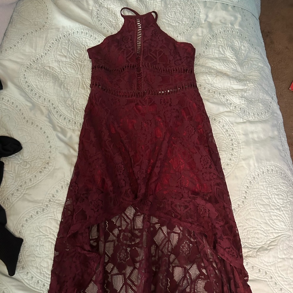 Elegant Burgundy Lace Dress